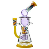 (SOLD BY CARTON) Color Accented Recycler Dab Rig with Rainbow Wigwag Glass & Bent Neck