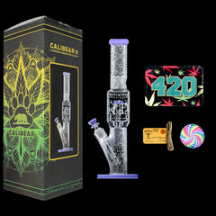 Calibear Sandblasted glass straight tube smoking bong set with gift box