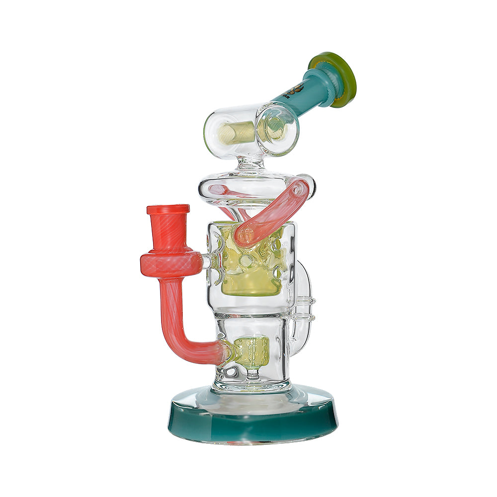 New Design of US Colors Glass Dab Rigs Recycler with Gilded Perc