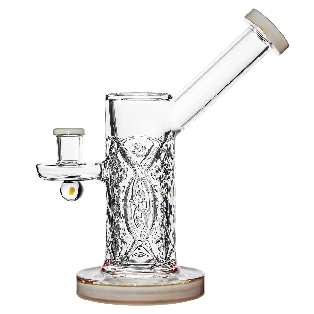 Glass wall perc dab rig with encased opal (W260105018)