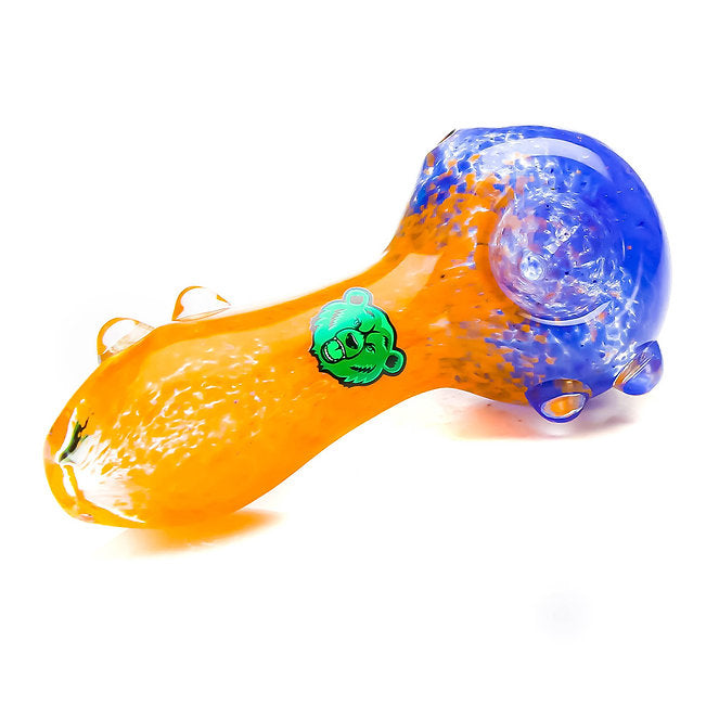 DUAL-TONE GLASS SPOON PIPE WITH MARBLE FEET