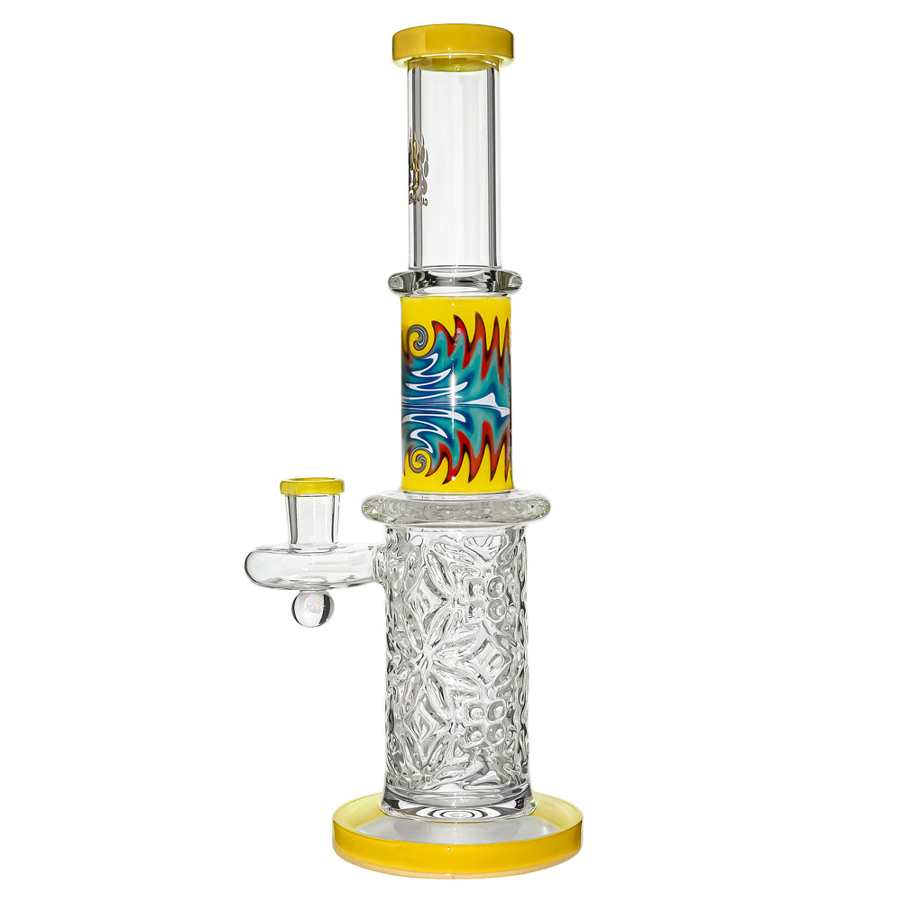 Wigwag Wall Perc Glass Bong Glass Water Pipe with Encased Opal in Stock