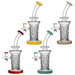 Creative US color thick glass dab rig with wall perc and encased opal