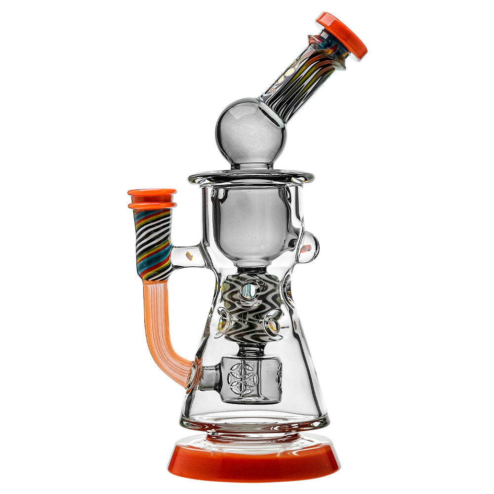 Color Accented Recycler Dab Rig with Rainbow Wigwag Glass & Bent Neck Design