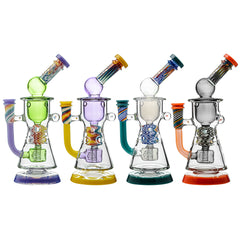 Color Accented Recycler Dab Rig with Rainbow Wigwag Glass & Bent Neck Design