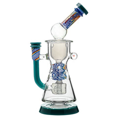 Color Accented Recycler Dab Rig with Rainbow Wigwag Glass & Bent Neck Design