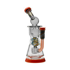 Color Accented Recycler Dab Rig with Rainbow Wigwag Glass & Bent Neck Design