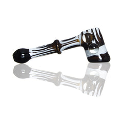 Black & White Hammer Style Glass Bubbler with Marble Accents