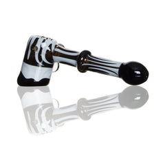 Black & White Hammer Style Glass Bubbler with Marble Accents