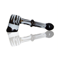 Black & White Hammer Style Glass Bubbler with Marble Accents