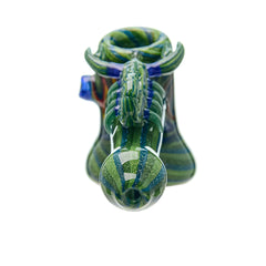 Artisan Glass Hand Pipe - Unique Green & Blue Spiral Design
