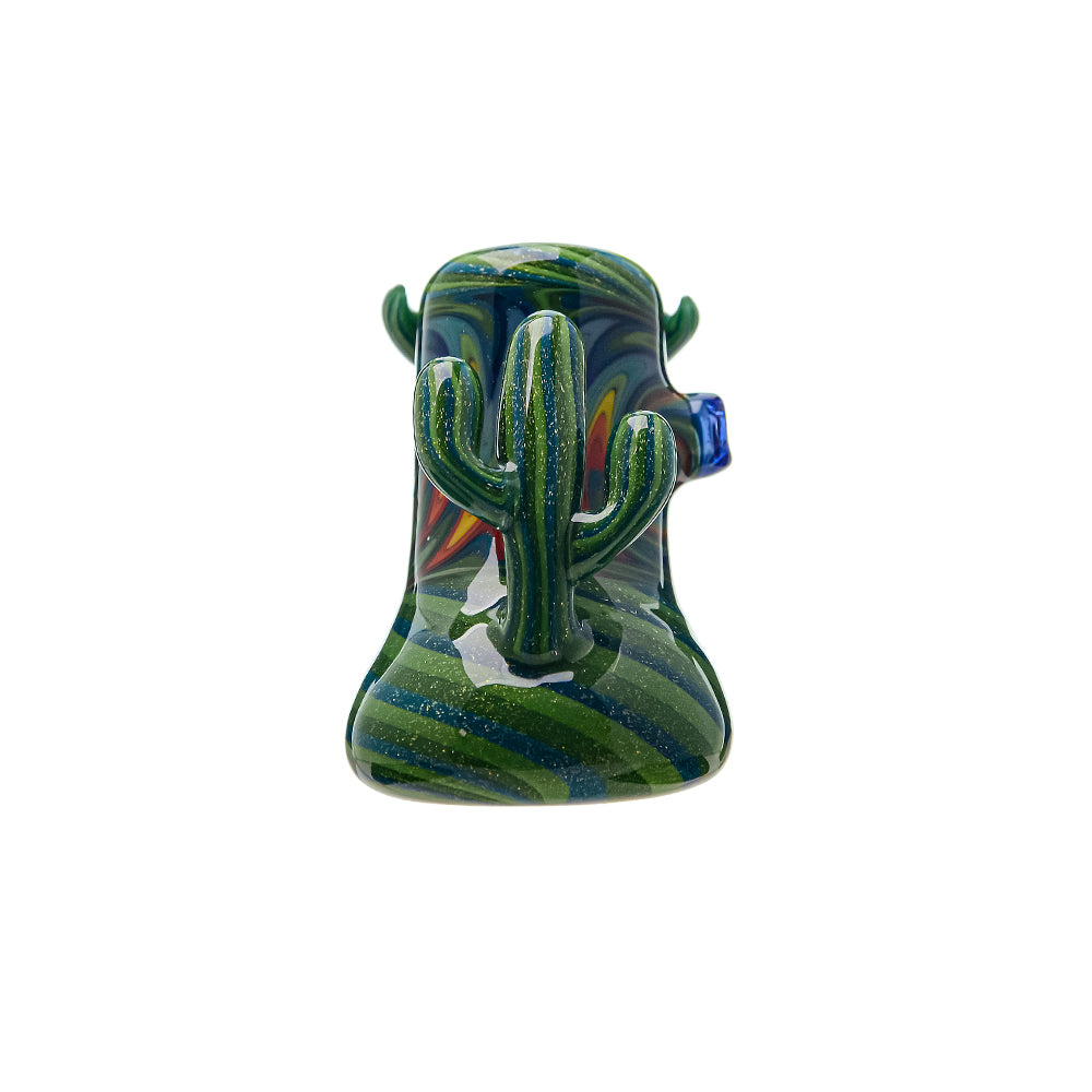 Artisan Glass Hand Pipe - Unique Green & Blue Spiral Design