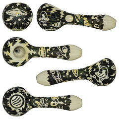 Deep Sandblasted  Designs Glass Hand Pipes | CALIFORNIA WAREHOUSE
