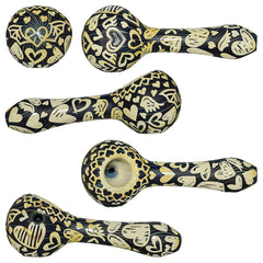 Deep Sandblasted  Designs Glass Hand Pipes | CALIFORNIA WAREHOUSE