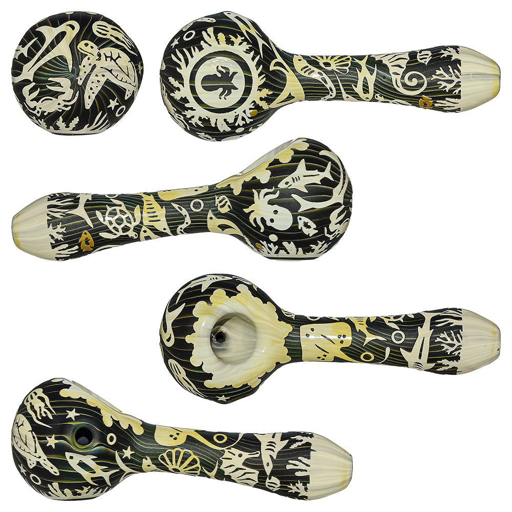 Deep Sandblasted  Designs Glass Hand Pipes | CALIFORNIA WAREHOUSE