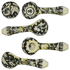 Deep Sandblasted  Designs Glass Hand Pipes | CALIFORNIA WAREHOUSE
