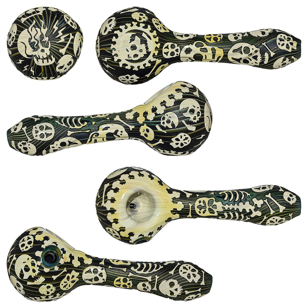 Deep Sandblasted  Designs Glass Hand Pipes | CALIFORNIA WAREHOUSE